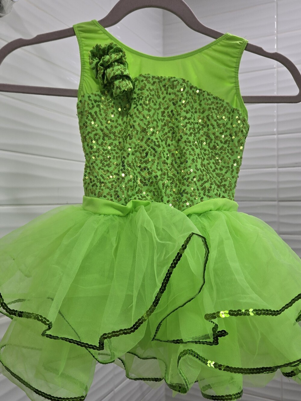 Revolution Kids Sequin Tutu Dress - Neon Green